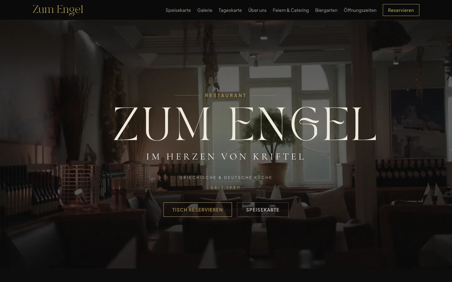 Screenshot of the website Zum Engel – Desktop