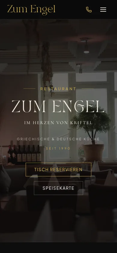 Screenshot of the website Zum Engel – Mobile